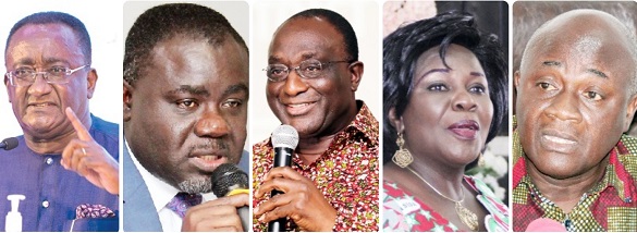 From left to right(L-R): Dr Owusu Afriyie Akoto — Minister of Food and Agriculture , Kwaku Ofori Asiamah — Minister of Transport , Alan Kyerematen — Minister of Trade and Industry, Cecilia Abena Dapaah — Acting Minister of Gender, Children and Social Protection and Dan Botwe — Minister of Local Government From left to right(L-R): Dr Owusu Afriyie Akoto — Minister of Food and Agriculture , Kwaku Ofori Asiamah — Minister of Transport , Alan Kyerematen — Minister of Trade and Industry, Cecilia Abena Dapaah — Acting Minister of Gender, Children and Social Protection and Dan Botwe — Minister of Local Government